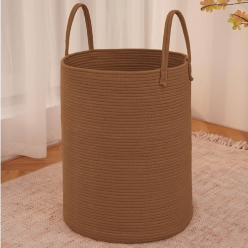 JMvicyroam Large Woven Laundry Basket Hamper,60L Cotton Rope Storage Bin for Blankets,Toys and Clothes,Decorative Tall Nursery Hamper for Living Room,Baby Nursery,Bathroom and Bedroom,Golden Jute