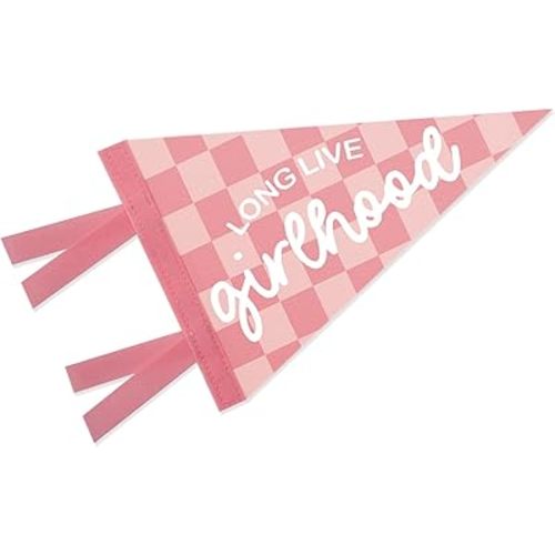 Baby Girl Nursery Decor, Long Live Girlhood Banner Sign for Kids Girls Room Decor Flags, Wall Pennants Preppy Navy Blue Wall Hanging Decor for Kids Toddler Girls Nursery Bedroom Room Playroom