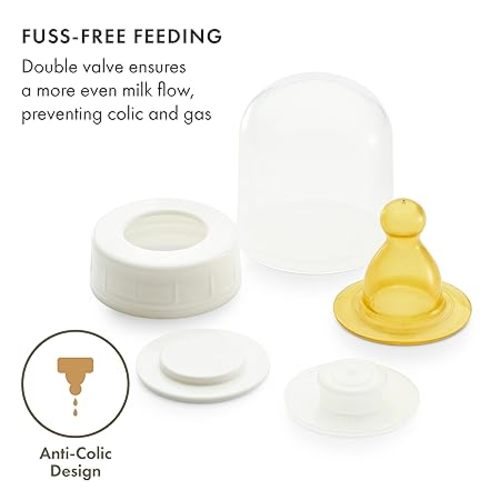 Natursutten Glass Baby Bottles 8 oz and 4 oz - Anti-Colic Baby Bottles for Breastfeeding Babies, Suitable for Boiling and Freezing - Bottles with Natural Rubber, Slow Flow Nipples for Newborn Babies - 4 Ounce - Bottles Only