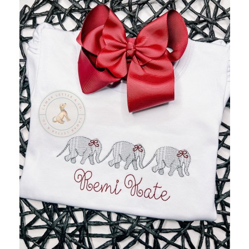 Girl Elephant Embroidered Shirt | Alabama Basketball | Alabama Baseball | Alabama Football | Alabama Girl Shirt | Roll Tide | Rammer Jammer