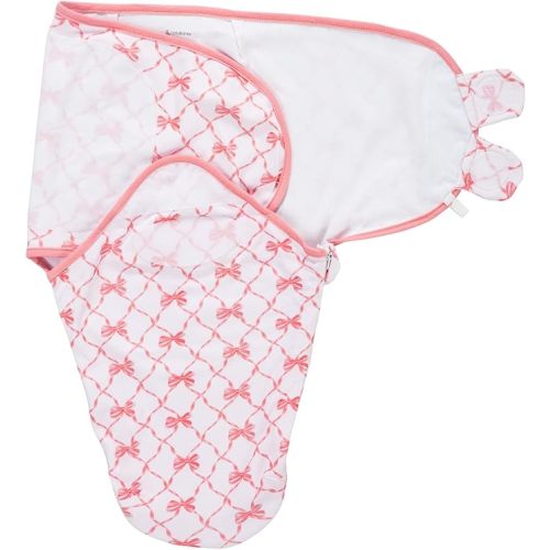 LollyBanks Baby Swaddles 100% Organic Cotton, 0-3 Months Baby Girl Swaddles with Easy Change Zipper, Swaddle Sack for Newborn Girls (Pink Bow Print)