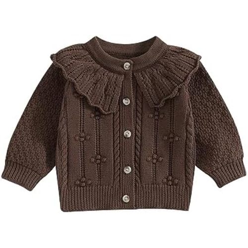 Baby Girls Knitted Cardigan Sweater Doll Collar Crochet Button Closure Cardigan Outerwear