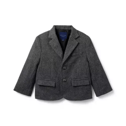 Boy Grey Heather Herringbone The Herringbone Blazer by Janie and Jack