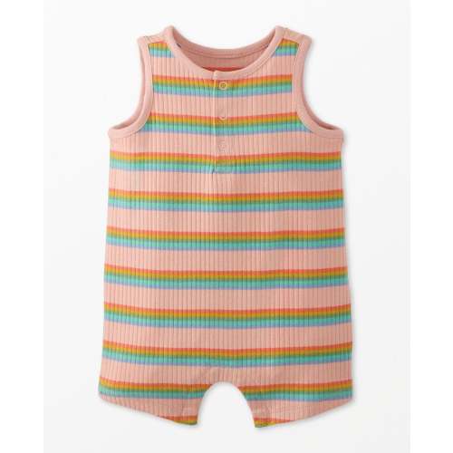 Blush Pink Baby Sleeveless Ribbed Shortie Romper | Hanna Andersson, 6-12 M