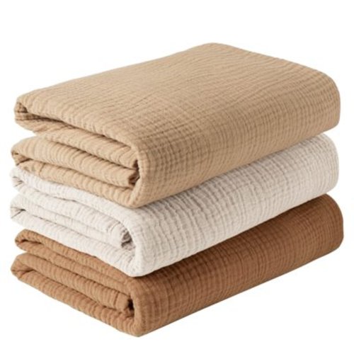 EESK Konssy 3 Pack Muslin Swaddle Blankets for Unisex, Newborn Receiving Blanket, Large 47 x 47 inches, Soft Breathable Muslin Baby Swaddles for Boys & Girls