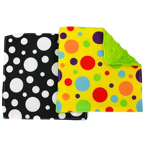STS 598701 Baby Crinkle Square Sensory Toys - 6 Inch x 6 Inch, Assorted, 2 Pack - Dots