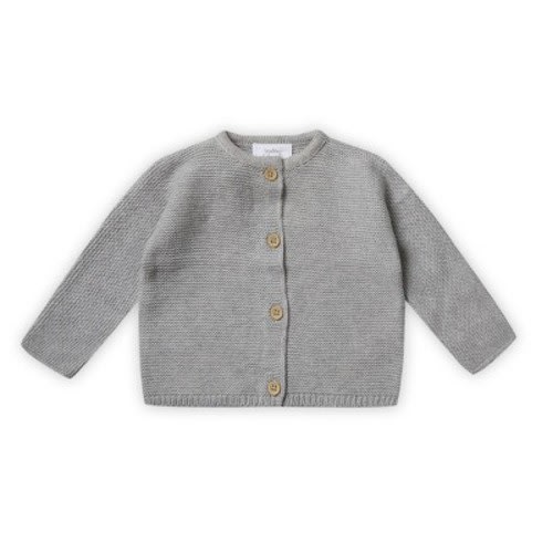 Stellou & Friends 100% Cotton Cardigan Sweater for Boys & Girls Ages 0-6 Years - Stone Grey Melange / 18-24 Months