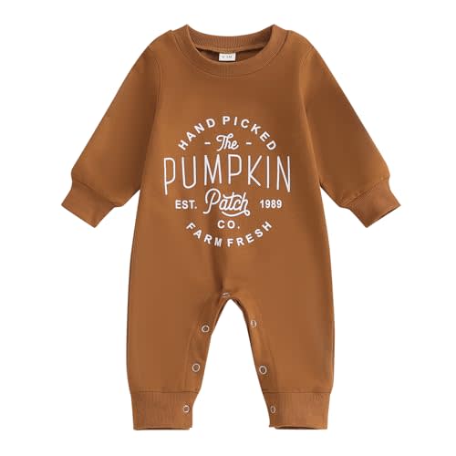 MoZiKQin Baby Halloween Outfit Boy Girl Pumpkin Patch Romper Jumpsuit Long Sleeve Playsuit Newborn Fall Winter Clothes