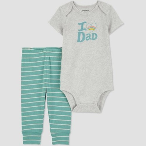 Carter's Just One You®️ Baby 2pc Family Love I Love Dad Top & Bottom Set - Blue/Gray, Size: Newborn