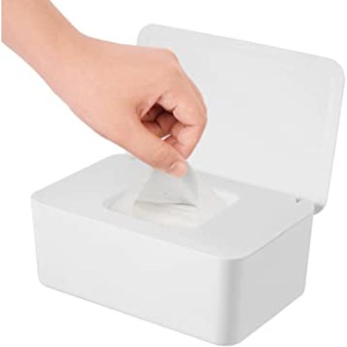 Wipes Dispenser, Wipe Holder for Baby & Adult, Seposeve Refillable Wipe Container, Keeps Wipes Fresh, Far from Dirty Wipes, Easy Open/Close Wipes Pouch Case, White