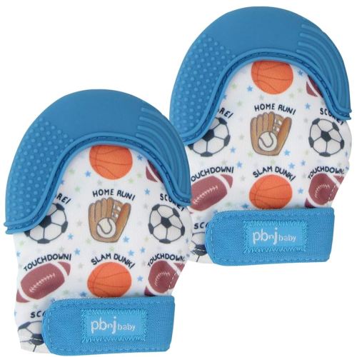 Silicone Infant Teething Mitten Teether Glove Mitt Toy - Sports 2pk