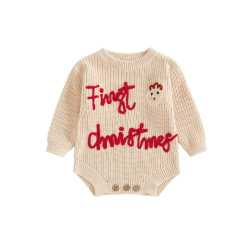 BemeyourBBs Baby Knit Romper, Long Sleeve Crew Neck Letters Christmas Sweater