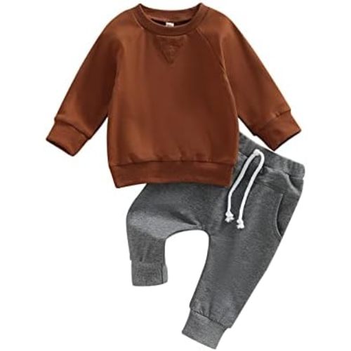 Toddler Baby Boy Fall Outfit Crewneck Long Sleeve Sweatshirt Tops Elastic Pants Jogger Cute Newborn Winter Clolthes Set
