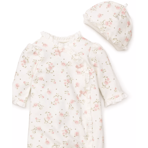 Girls' Vintage Rose Footie & Cap - Baby