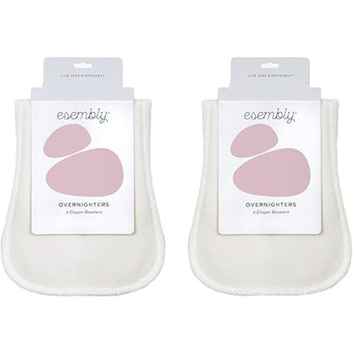 Esembly Overnighters, Cloth Diaper Doubler, Absorbency Booster, Reusable Organic Cotton Diaper Stay-Dry Liner for Nighttime or Heavy Wetters, Super Thirsty Cloth Diaper Insert, One Size, Pack of 4
