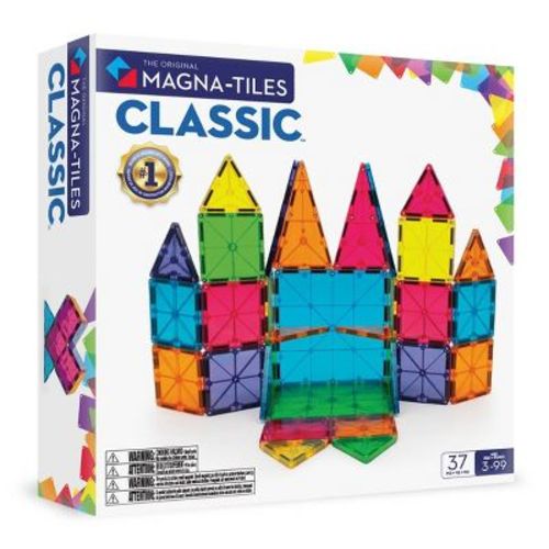 MAGNA-TILES Clear Colors 37pc Set: Magnetic Building Toys for Math, Shapes, Creative Thinking & Engineering Skills