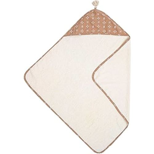 Crane Baby Towel, Baby Hooded Towel for Boys and Girls, Cream and Beige, 30”w x 30”h