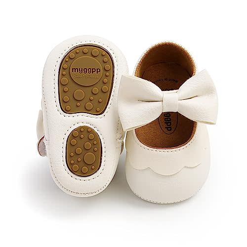 Baby Girl Mary Jane Flats Dress Shoes - Infant Newborn Shoes Anti-Slip Soft PU Leather Party School Wedding Princess Baby Girl Shoes 0-18M