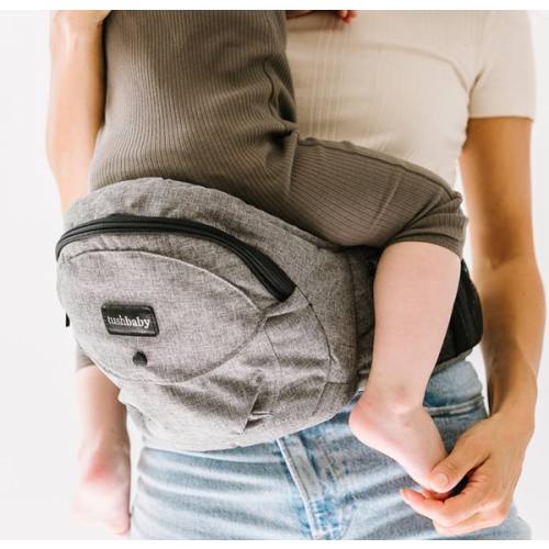 Tushbaby The Original Safety-Certified Hip Carrier for Babies & Toddlers: Machine Washable Child Waist Seat with Pocket Storage, As Seen on Shark Tank (23”-44” Waist, 0-3 yrs up to 45lbs) – Grey