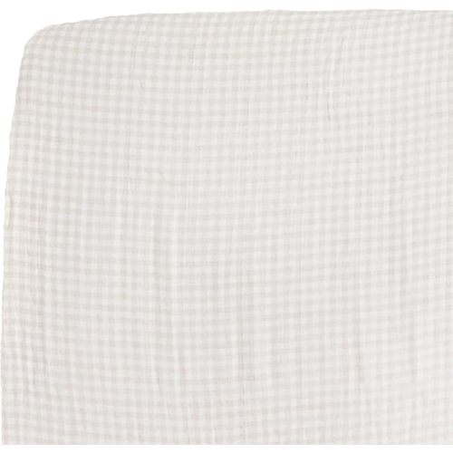 Little Unicorn Premium Crib Sheet | Breathable & Super-Soft Muslin Fabric (Tan Gingham)