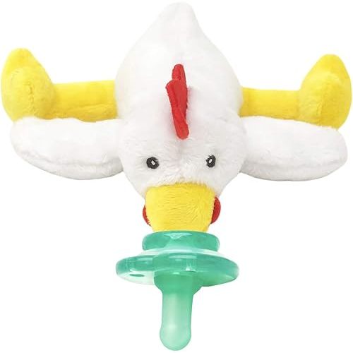 Nookums Paci-Plushies Buddies - Chicken Pacifier Holder - Adapts to Name Brand Pacifiers, Suitable for All Ages, Plush Toy includes Detachable Pacifier