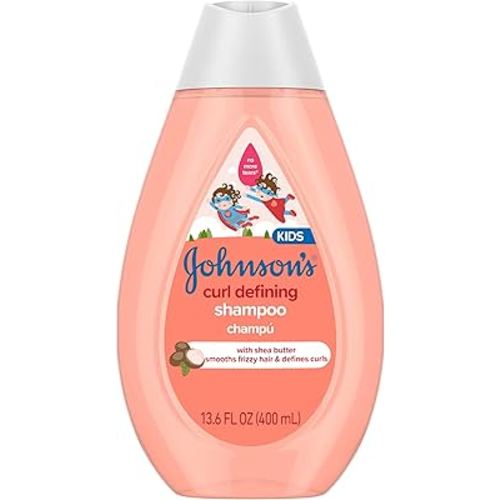 Johnson's Kids' Curl Defining Shampoo with Shea Butter, Cleanses, Smooths Frizz, & Defines Waves & Curls for 24 Hours, 13.6 fl. oz