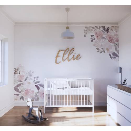Nursery Floral Corner Decals for Girls No Background D222 Huge Corner Decals to cover the entire wall - Delicate Forest Floral
