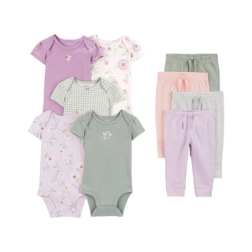 Baby 9-Piece Short-Sleeve Bodysuits & Pull-On Pants Set | Carter's