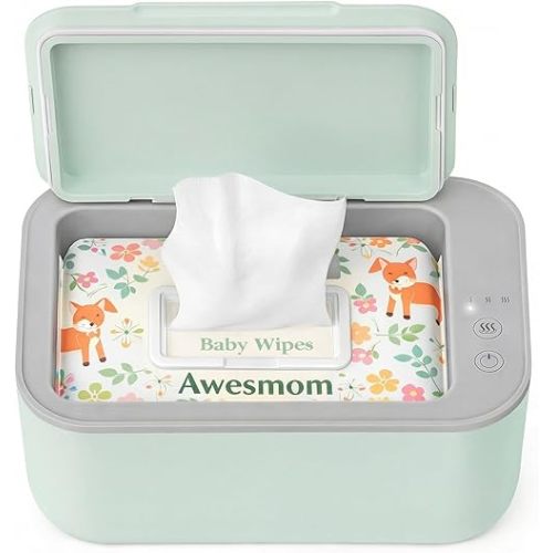 Baby Wipe Warmer, 3-Level Temperature Control, Quiet and Even Heating, Large Capacity for Diaper Changes – Green