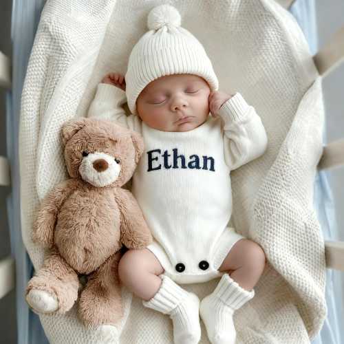 Custom Embroidered Baby Romper,Keepsake Embroidered Knit Sweater Romper,and-Embroidered Sweater, Birthday Gift for Baby, Baby Gift