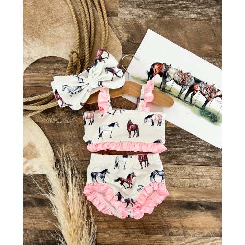 Wild & Free Horses Two Piece Swimsuit (Minis) – theFRINGEDpineapple