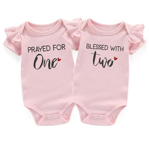 Azzwnee Prayed One Blessed Two Twin Outfits For Boy And Girl Newborn Twins Baby Items Must Haves bodysuit