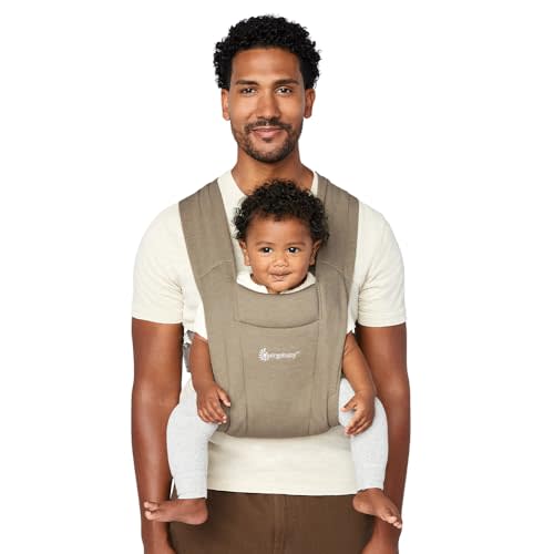 Ergobaby Embrace Baby Carrier Newborn to Toddler - Breathable Baby Carriers for Summer - Cozy Essentials (7-25 Pounds), Ponte Knit, Olive