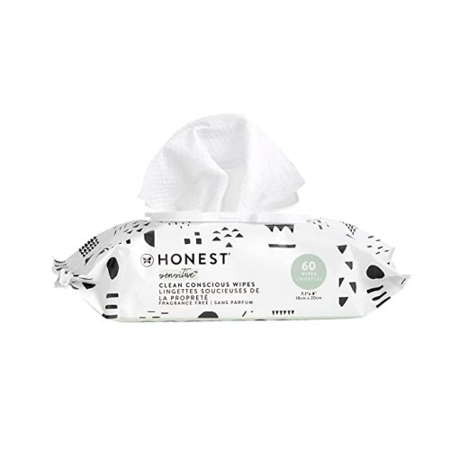 The Honest Company Clean Conscious Wipes | 99% Water, Compostable, Plant-Based, Baby Wipes | Hypoallergenic, EWG Verified | Pattern Play, 60 Count - 60 Count (Pack of 1)