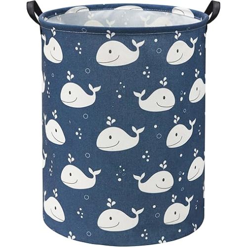HIYAGON Whale Kids Laundry Basket Baby Hamper for Nursery Boy Kids Hamper Cute Kids Toys Storage Bin Organizer Whale Room Decor for Home(Blue Whale)