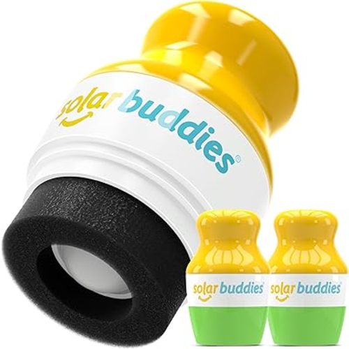 Solar Buddies Sunscreen Applicator - Green Pack of 2 - Refillable Roll on Sponge Sunscreen, Suncream & Lotion Applicator For Kids, Adults & Families - Holds 100ml, Perfect Size for Travel