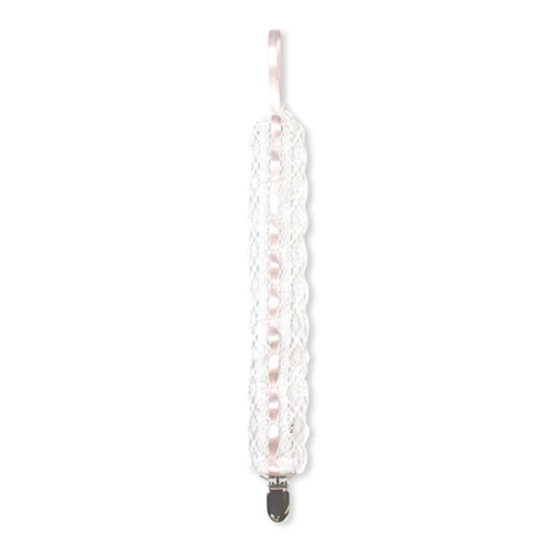 Legacy Pacifier Clip - Legacy White, Blessings Pink