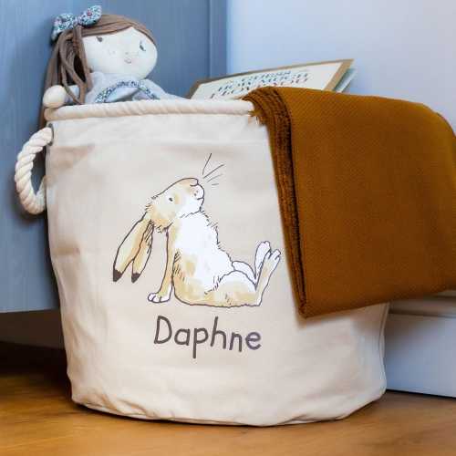 Personalised Guess How Much I Love You Nursery Storage Basket – Soft Canvas Toy Storage – Baby Room Decor – Little Nutbrown Hare