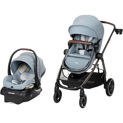 Maxi-Cosi Zelia™ Luxe 5-in-1 Modular - Baby Travel System Car Seat and Stroller, Infant Car Seat and Stroller Combo, Baby Car Seat and Stroller Combo in New Hope Grey