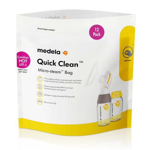 Medela Quick Clean Micro-Steam Bags, 12 Count Sterilizing Bags for Bottles and Breast Pump Parts