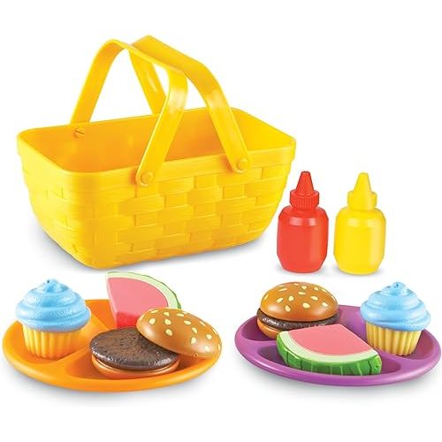 Learning Resources New Sprouts Picnic Set - 15 Pieces, Ages 18+ months Pretend Play Food for Toddlers, Preschool Learning Toys, Kitchen Play Toys for Kids
