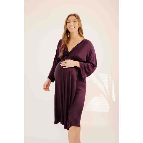 Amelia Labor & Postpartum Gown in Plum – Lila