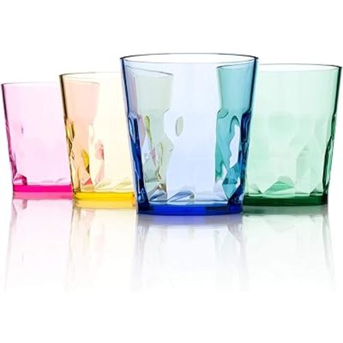SCANDINOVIA - 8 oz Unbreakable Premium Juice Glasses Kid Cups- Set of 4 - Super Grade Acrylic Plastic Tumbler Cups - Perfect for Gifts - BPA Free - Dishwasher Safe - Stackable - Reusable