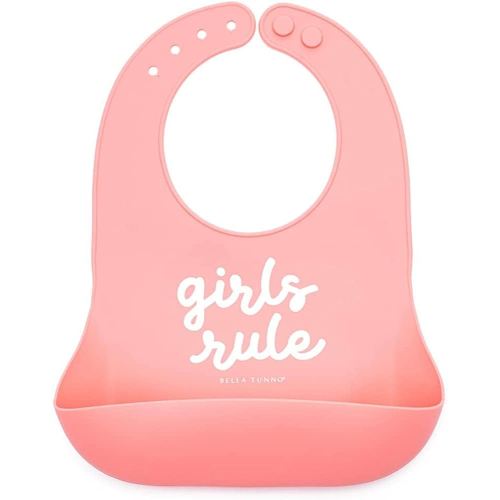Bella Tunno Wonder Bib – Waterproof Silicone Bibs for Boys & Girls, Non-toxic & BPA Free Silicone Baby Bibs & Toddler Bibs with Adjustable Neck, Easy to Clean (Girls Rule)