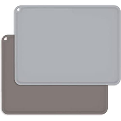 Toddler Placemat, Silicone Placemats for Kids Toddler Children Reusable Non-Slip Table Mats Baby Food Mats for Restaurant, 2 Set,Darkgrey&LightGrey