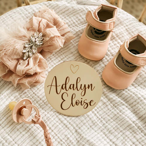 Personalized Baby Name Wood Announcement | Tiny Heart