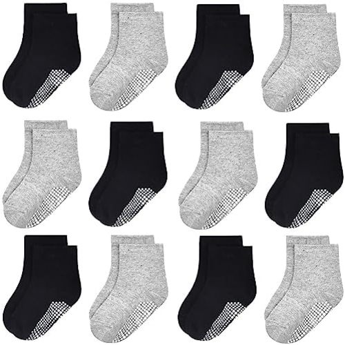 GRPSKCOS Baby Socks Non Slip 12 Pairs Toddler Anti Skid Socks for 0-7 Years Infants Little Kids Boys Girls