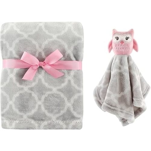 Hudson Baby Unisex Baby Plush Blanket with Security Blanket, Gray Owl, One Size