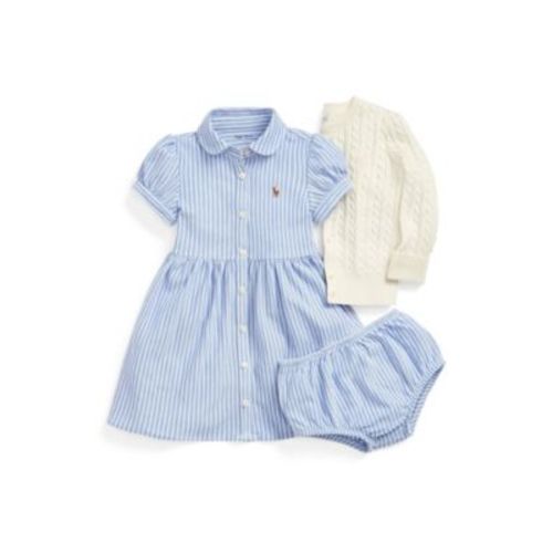 Baby Girls Cable Cardigan and Oxford Dress Separates