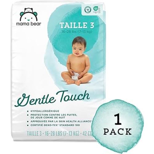 Amazon Brand - Mama Bear Gentle Touch Diapers, Hypoallergenic, Size 3, 42 Count, White
